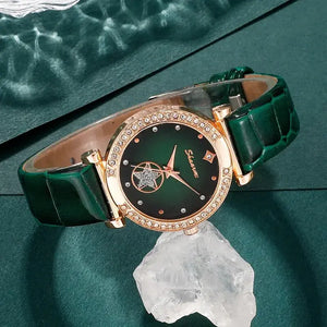 Green Luxury Quartz Watch Set