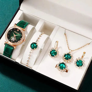 Green Luxury Quartz Watch Set