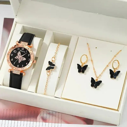 Luxury Rhinestone Butterfly Watch Set