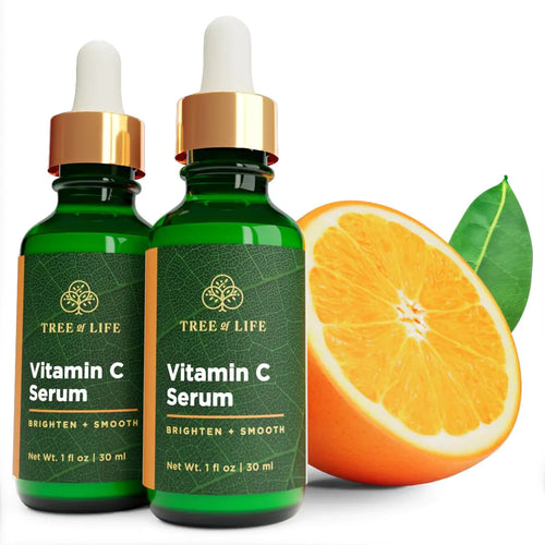 Tree of Life Vitamin C Skin Care Set, Skin Brightening Face Oil for Dark and Age Spot, Facial Serums for Dry and Sensitive Skin with Hyaluronic Acid and Vitamin E for Soft Smooth Skin, 1 Fl Oz, 2 Pack 1 Fl Oz (Pack of 2)